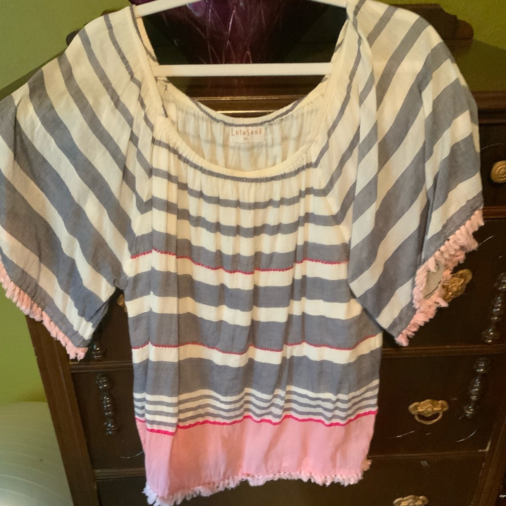 Lulu soul Striped Gray and Pink Women's blouse